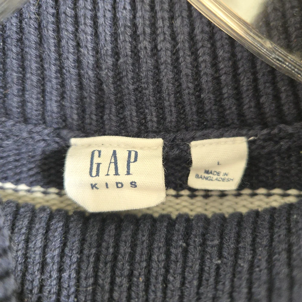 GAP Kids L. Navy and White Striped Sweater, Cropped, Boxy, Nautical, Fisherman